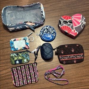 Vera Bradley Lot of 9 Coin Bags Pouch Purse Lanyard Cosmetic Bag